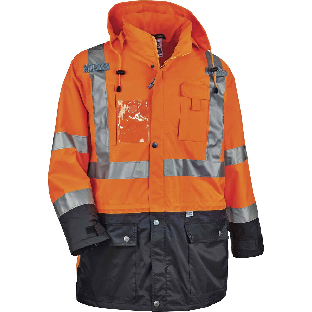 Ergodyne 8386 Type R Class 3 Outer Shell Jacket - 2-Xtra Large - Rain, Dirt Protection - Zipper Closure - 1 Each