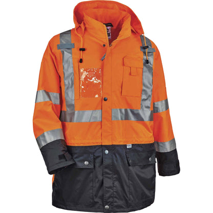 Ergodyne 8386 Type R Class 3 Outer Shell Jacket - 5-Xtra Large - Rain, Dirt Protection - Zipper Closure - 1 Each