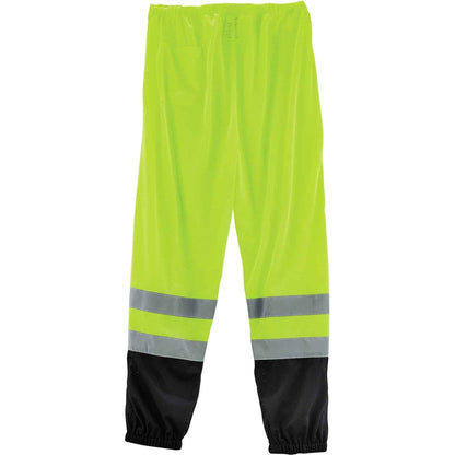 Ergodyne 8910BK Class E Bottom Hi-Vis Pants - Large/Extra Large Size - Lime, Black - Polyester Mesh
