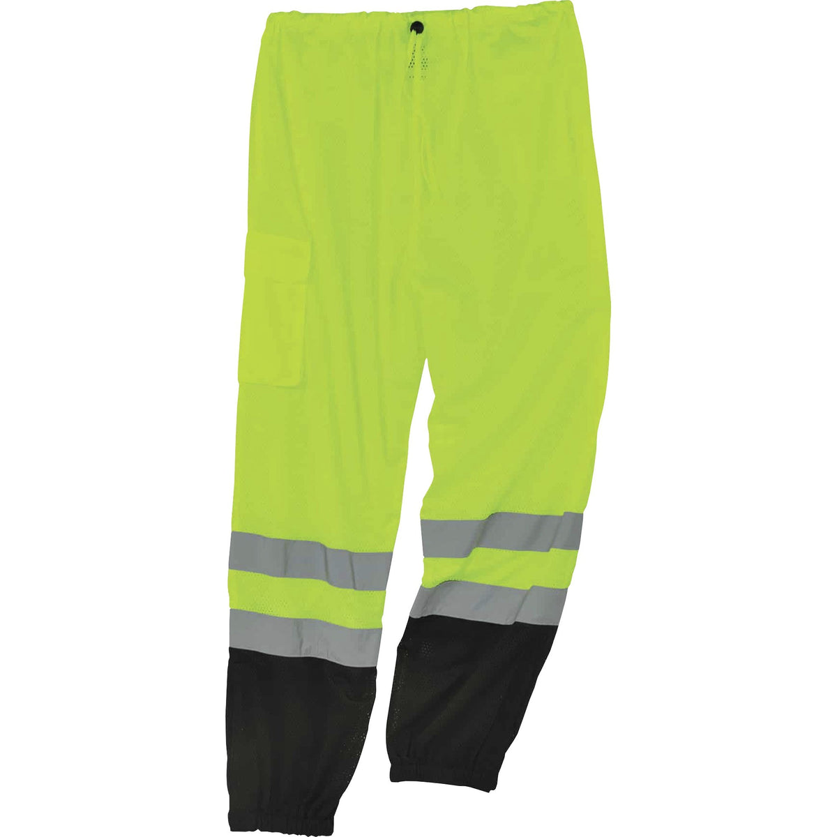 Ergodyne 8910BK Class E Bottom Hi-Vis Pants - Large/Extra Large Size - Lime, Black - Polyester Mesh