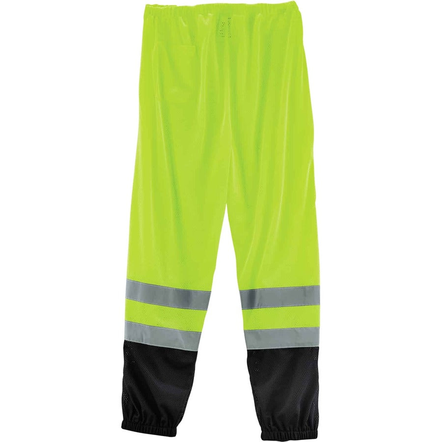 Ergodyne 8910BK Class E Bottom Hi-Vis Pants - 4-Xtra Large/5-Xtra Large Size - Lime, Black - Polyester Mesh