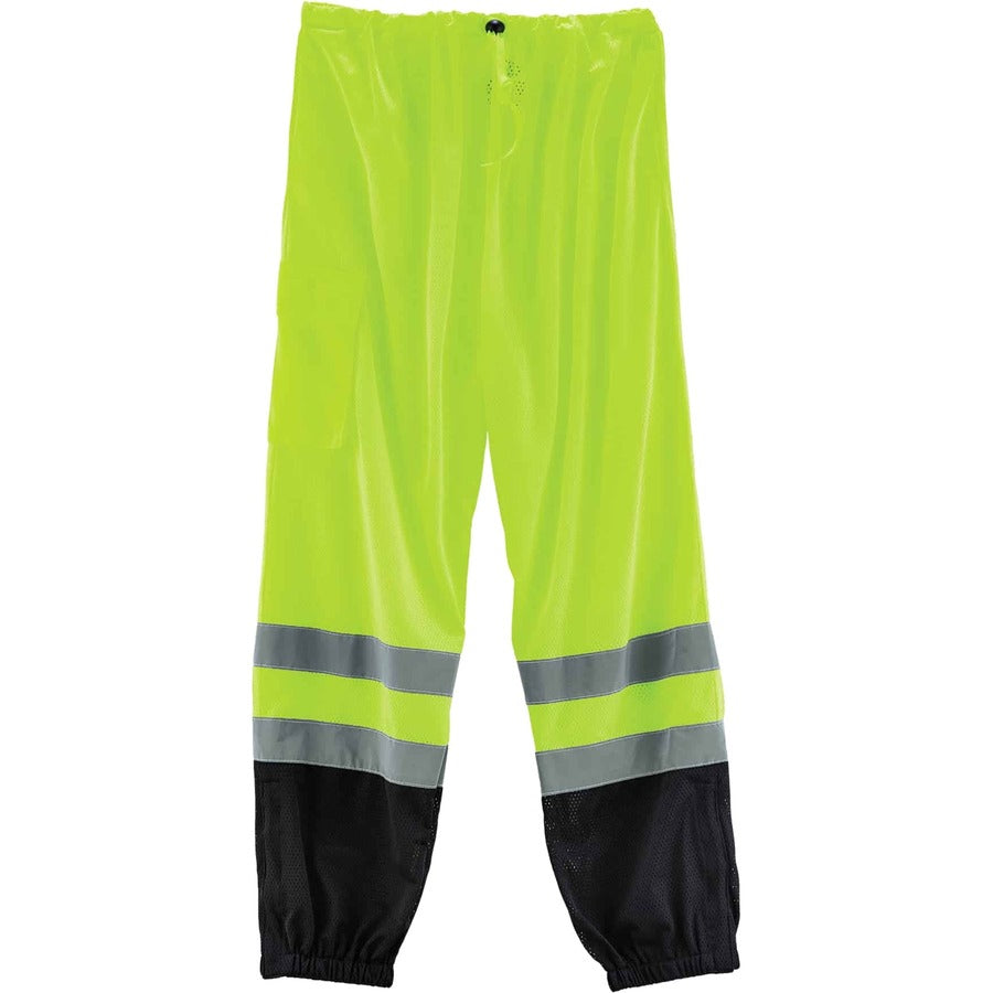 Ergodyne 8910BK Class E Bottom Hi-Vis Pants - 4-Xtra Large/5-Xtra Large Size - Lime, Black - Polyester Mesh