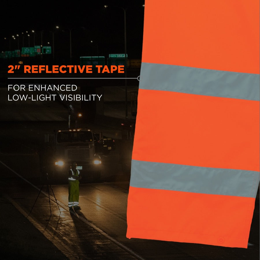Ergodyne 8915 Class E Rain Pants - For Rain Protection - Small (S) Size - Orange - Polyurethane, 300D Oxford Polyester, 