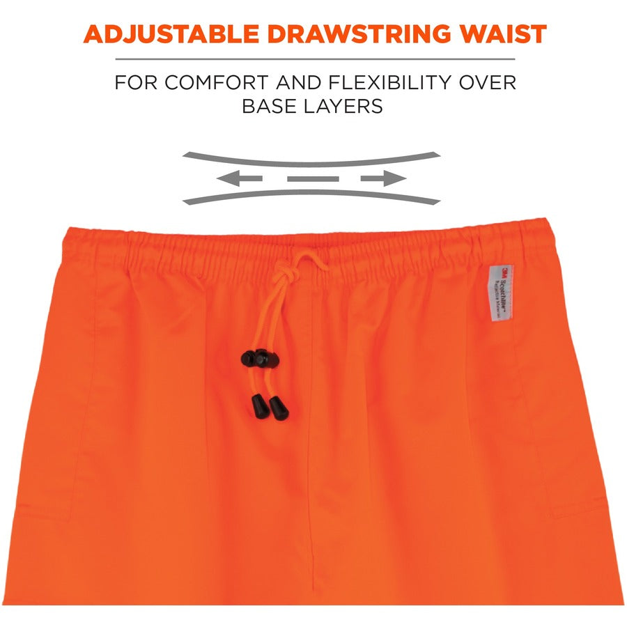 Ergodyne 8915 Class E Rain Pants - For Rain Protection - Small (S) Size - Orange - Polyurethane, 300D Oxford Polyester, 