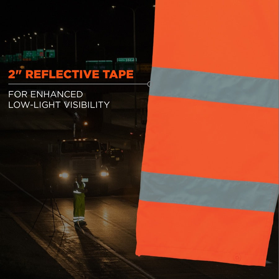Ergodyne 8915 Class E Rain Pants - For Rain Protection - Extra Large (XL) Size - Orange - 300D Oxford Polyester, Polyure
