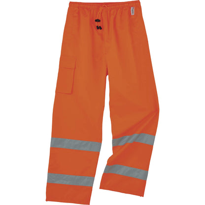 Ergodyne 8915 Class E Rain Pants - For Rain Protection - 2-Xtra Large Size - Orange - 300D Oxford Polyester, Polyurethan
