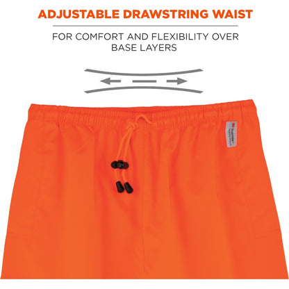 Ergodyne 8915 Class E Rain Pants - For Rain Protection - 5XL Size - Orange - 300D Oxford Polyester, Polyurethane, Polyes