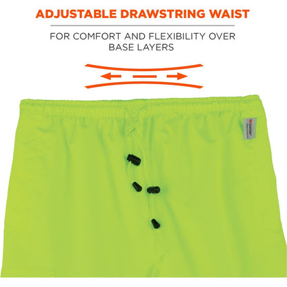 Ergodyne 8915 Class E Rain Pants - For Rain Protection - Medium (M) Size - Lime - 300D Oxford Polyester, Polyurethane, P