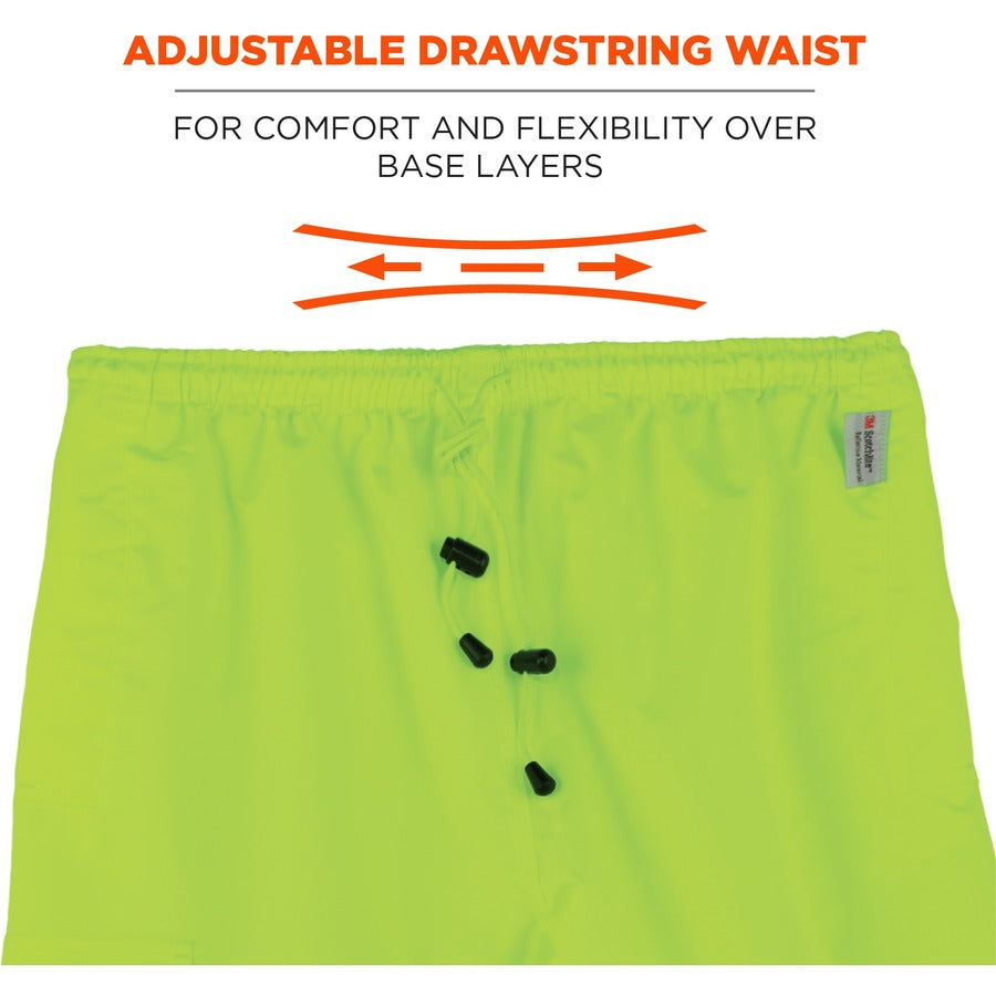 Ergodyne 8915 Class E Rain Pants - For Rain Protection - Large (L) Size - Lime - 300D Oxford Polyester, Polyurethane, Po