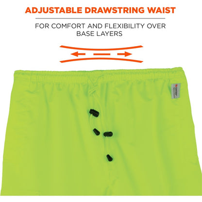 Ergodyne 8915 Class E Rain Pants - For Rain Protection - Large (L) Size - Lime - 300D Oxford Polyester, Polyurethane, Po