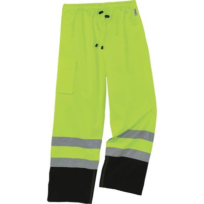 Ergodyne 8915BK Class E Bottom Rain Pants - For Rain Protection - Medium (M) Size - Lime - 300D Oxford Polyester, Polyur