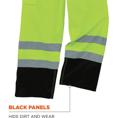 Ergodyne 8915BK Class E Bottom Rain Pants - For Rain Protection - Extra Large (XL) Size - Lime - 300D Oxford Polyester, 