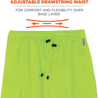 Ergodyne 8915BK Class E Bottom Rain Pants - For Rain Protection - 3-Xtra Large Size - Lime - 300D Oxford Polyester, Poly