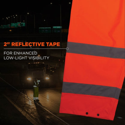 Ergodyne 8916 Lightweight Hi-Vis Rain Pants - Class E - For Rain Protection - Small (S) Size - Orange - Polyurethane, 15