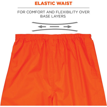 Ergodyne 8916 Lightweight Hi-Vis Rain Pants - Class E - For Rain Protection - 3-Xtra Large Size - Orange - Polyurethane,
