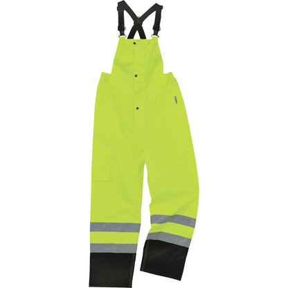Ergodyne 8918BK Class E Bottom Rain Bibs - Bib Overall - 5XL - Lime - 300D Oxford Polyester, Polyurethane