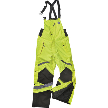 Ergodyne 8928 Class E Insulated Bibs - Bib Overall - X-Large - Lime - Polyurethane, 300D Oxford Polyester