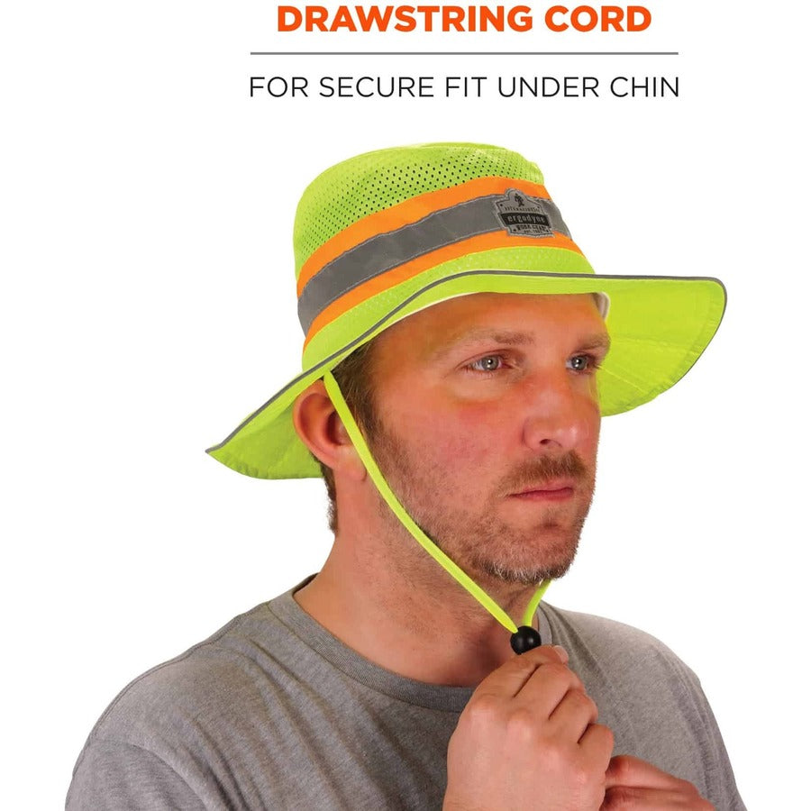 Ergodyne 8935 HI-Vis Ranger Sun Hat - Large (L)/Extra Large (XL) Size - Polyester - Lime