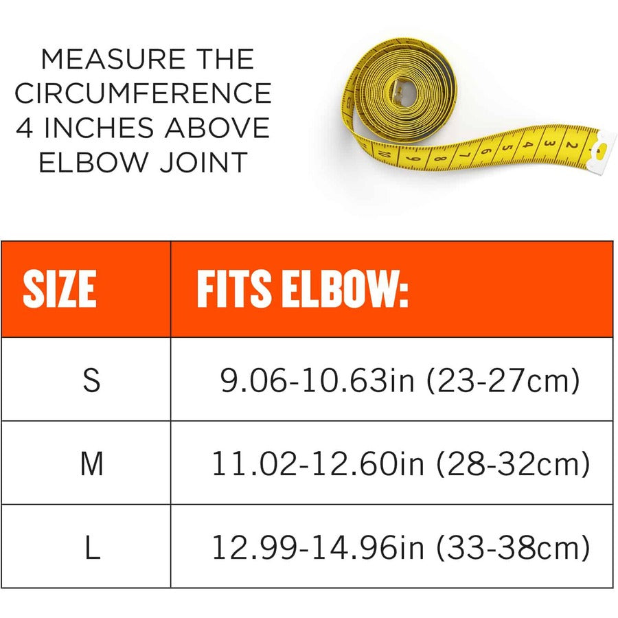 Ergodyne ProFlex 651 Elbow Compression Sleeve - 9.06" to 10.63" Elbow Circumference - Black - Elastic - 1 Each