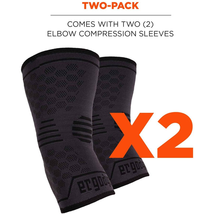 Ergodyne ProFlex 651 Elbow Compression Sleeve - 9.06" to 10.63" Elbow Circumference - Black - Elastic - 1 Each
