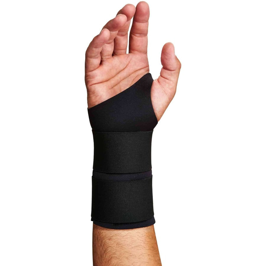 Ergodyne ProFlex 675 Ambidextrous Double Strap Wrist Support - Black - Neoprene - 1 Each