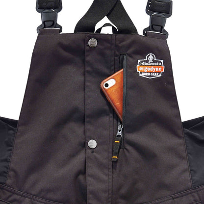 Ergodyne 6471 Thermal Bibs - Bib Overall - X-Large - Black - 1600D Nylon, 500D Nylon