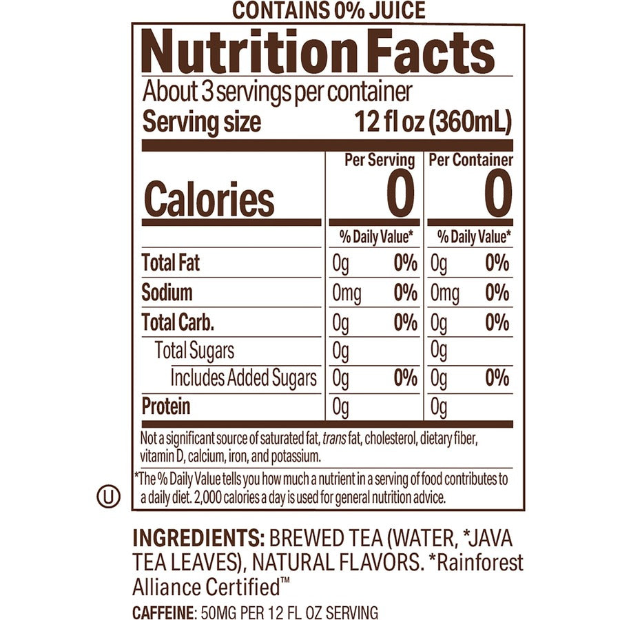 Tejava Lemon Black Tea Bottle - GMO Free - 12 / Carton