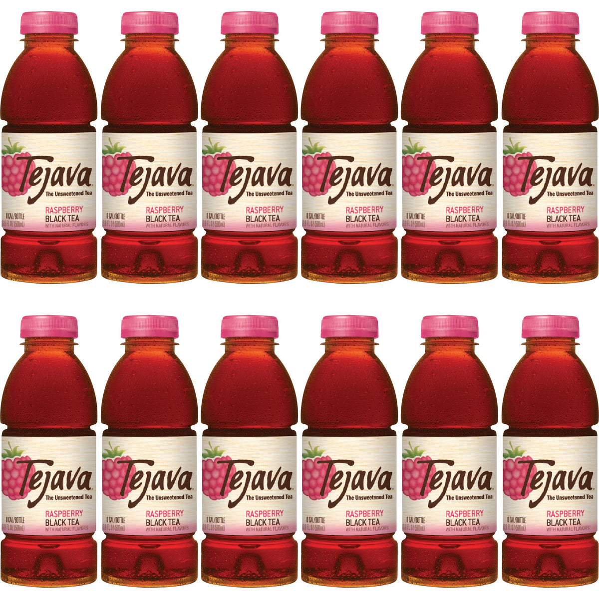 Tejava Raspberry Black Tea Bottle - GMO Free - 12 / Carton