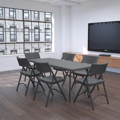 Cosco Zown Classic Commercial Resin Folding Chair - Gray Seat Color - Gray Back Color - Gray Frame Color - 4 / Carton
