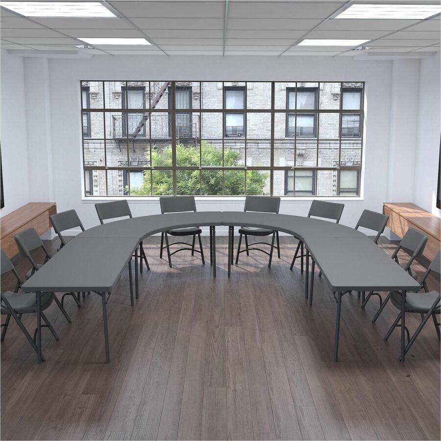 Cosco Zown Classic Commercial Resin Folding Chair - Gray Seat Color - Gray Back Color - Gray Frame Color - 4 / Carton