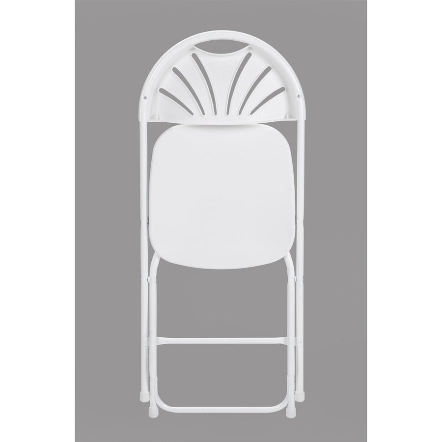 Dorel Zown Premium Fan Back Folding Chair - White Seat Color - White Back Color - Polyethylene Back Material - White Fra
