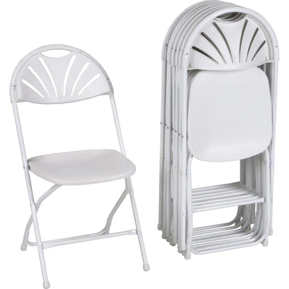 Dorel Zown Premium Fan Back Folding Chair - White Seat Color - White Back Color - Polyethylene Back Material - White Fra