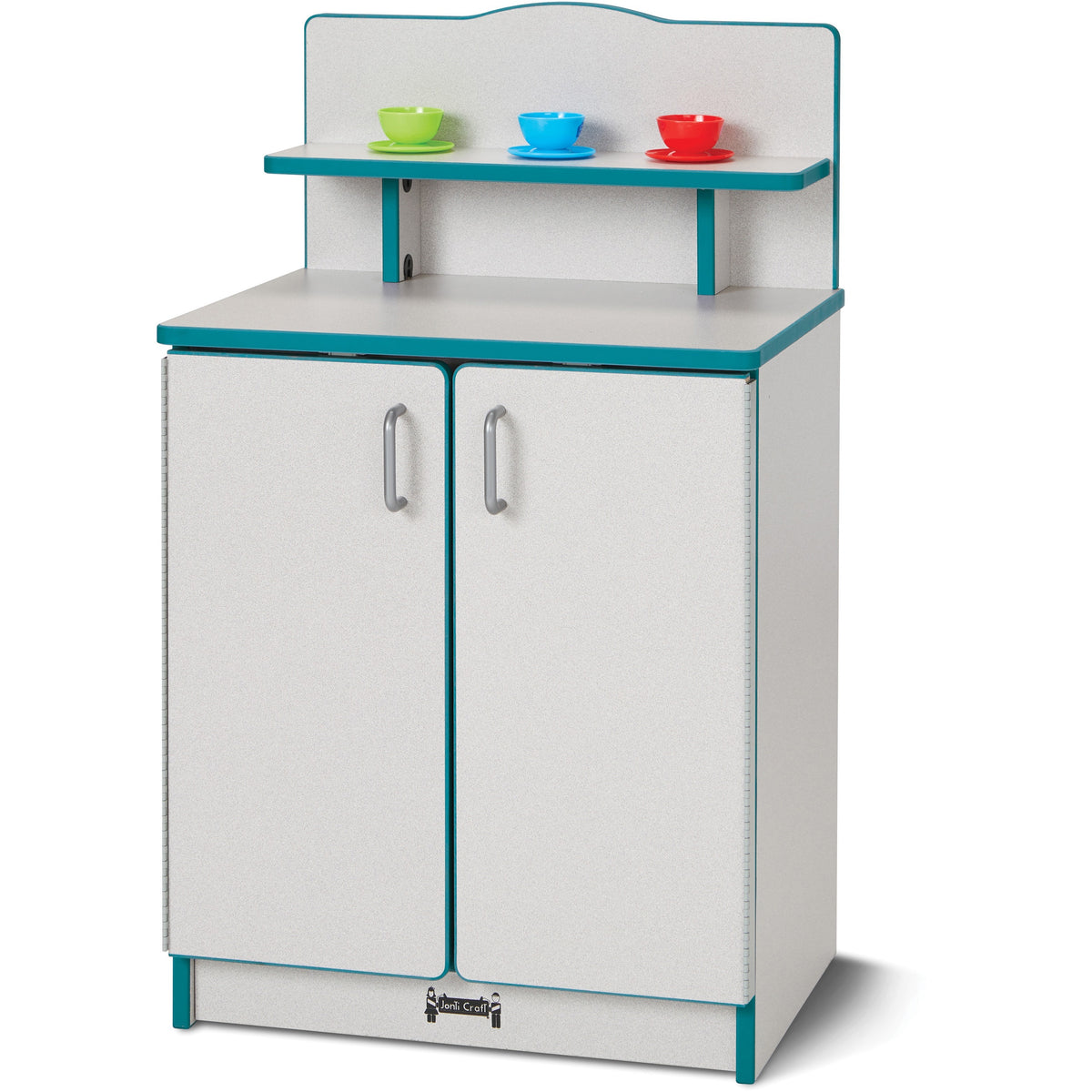 Rainbow Accents Culinary Creations Kitchen Cupboard - Teal - 1 Each - Teal, Gray, Chrome - Wood