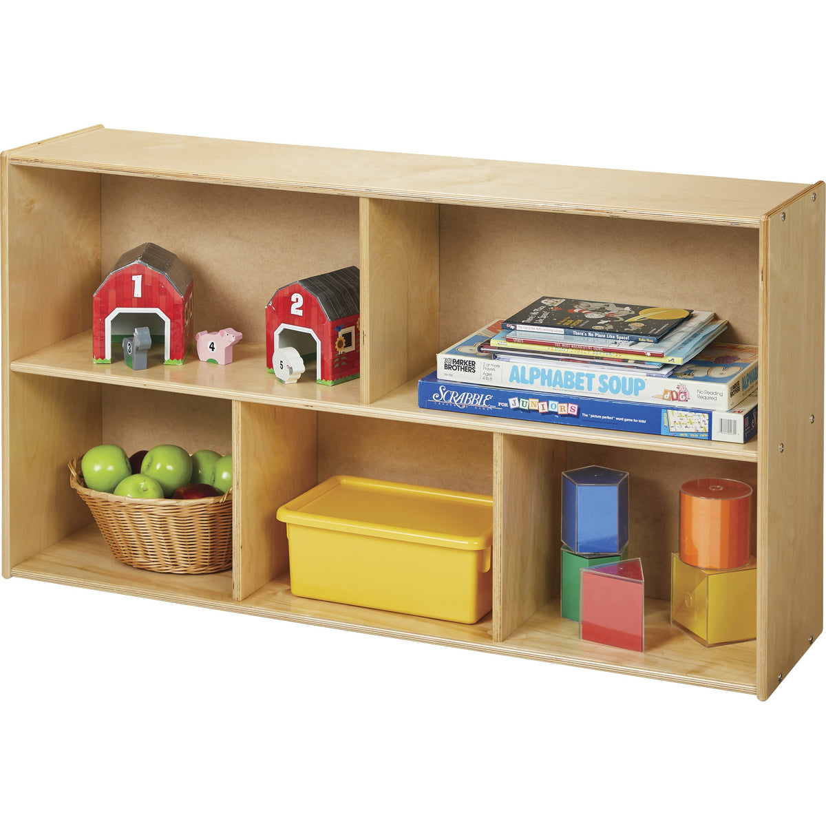 young Time 3-Shelf Storage Unit - 5 Compartment(s) - 2 Shelf(ves) - 26.50" Height x 48" Width x 12" Depth - 1 Each
