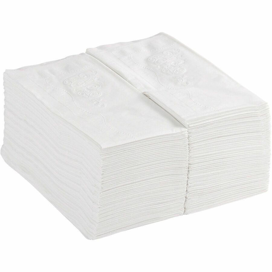 Dixie Dinner Napkin - 2 Ply - 1/8 Fold - 15" Width x 16" Length - Scrollwork Pattern - White - 126 / Pack