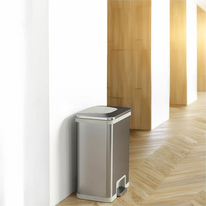 HLS Commercial 13-Gallon Pedal-Sensor Trash Can - Deodorizer - 13 gal Capacity - Rectangular - Touchless - 1 Each