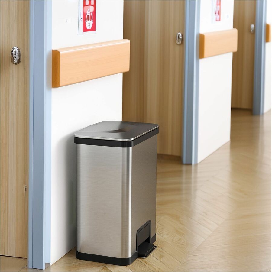 HLS Commercial AirStep Stainless Steel Step Trash Can - Deodorizer - 13 gal Capacity - Rectangular - Manual - 1 Each
