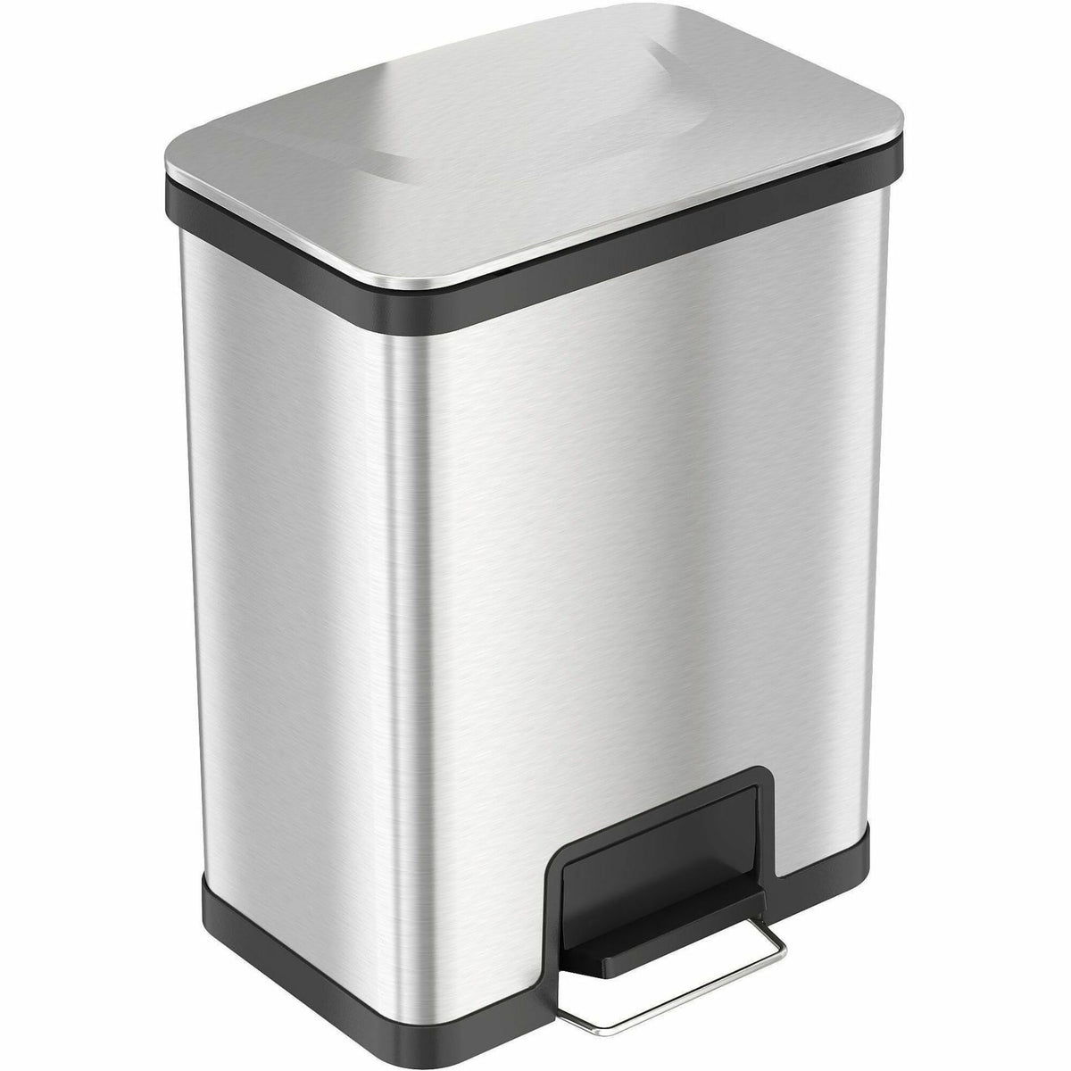 HLS Commercial AirStep Stainless Steel Step Trash Can - Deodorizer - 13 gal Capacity - Rectangular - Manual - 1 Each