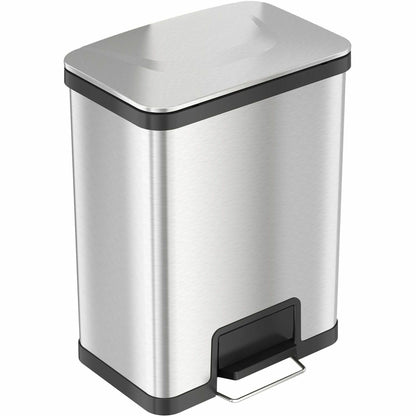 HLS Commercial AirStep Stainless Steel Step Trash Can - Deodorizer - 13 gal Capacity - Rectangular - Manual - 1 Each