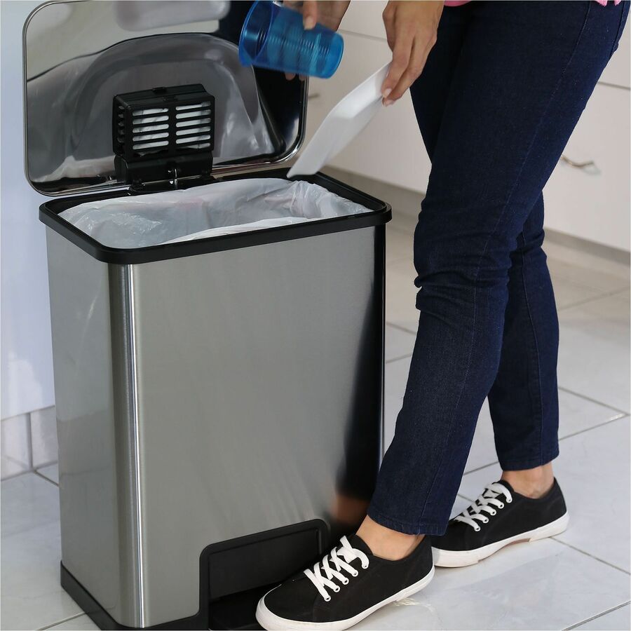HLS Commercial AirStep Stainless Steel Step Trash Can - Deodorizer - 13 gal Capacity - Rectangular - Manual - 1 Each