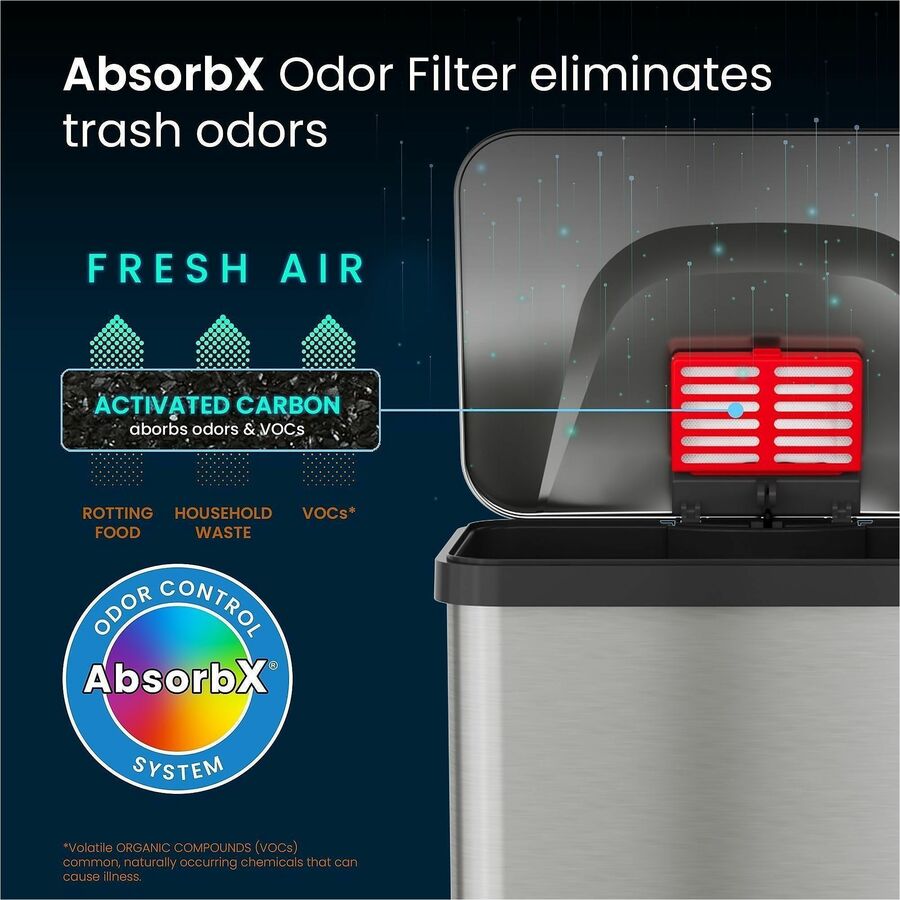 HLS Commercial AirStep Stainless Steel Step Trash Can - Deodorizer - 4.76 gal Capacity - 1 Each
