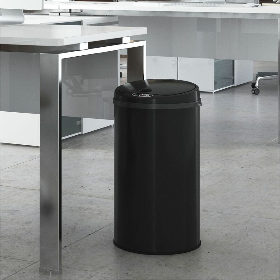 HLS Commercial 8-Gallon Sensor Trash Can - Hinged Lid - 8 gal Capacity - Round - 10.30" Opening Diameter - Touchless - 1