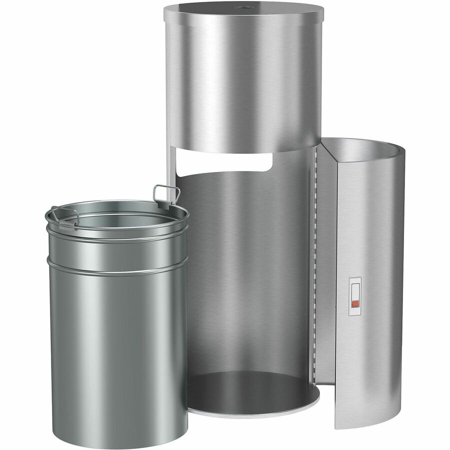HLS Commercial Gym Wipe Dispenser 9-Gallon Trash Can - Lockable - 9 gal Capacity - Round - 1 Each