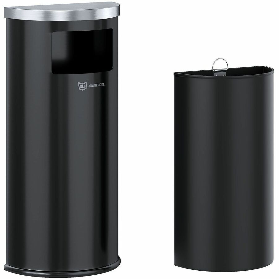 HLS Commercial 9-Gallon Half-Round Side-Entry Trash Can - 9 gal Capacity - Half-round - 1 Each
