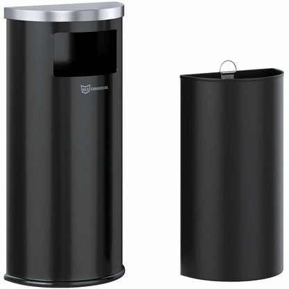 HLS Commercial 9-Gallon Half-Round Side-Entry Trash Can - 9 gal Capacity - Half-round - 1 Each