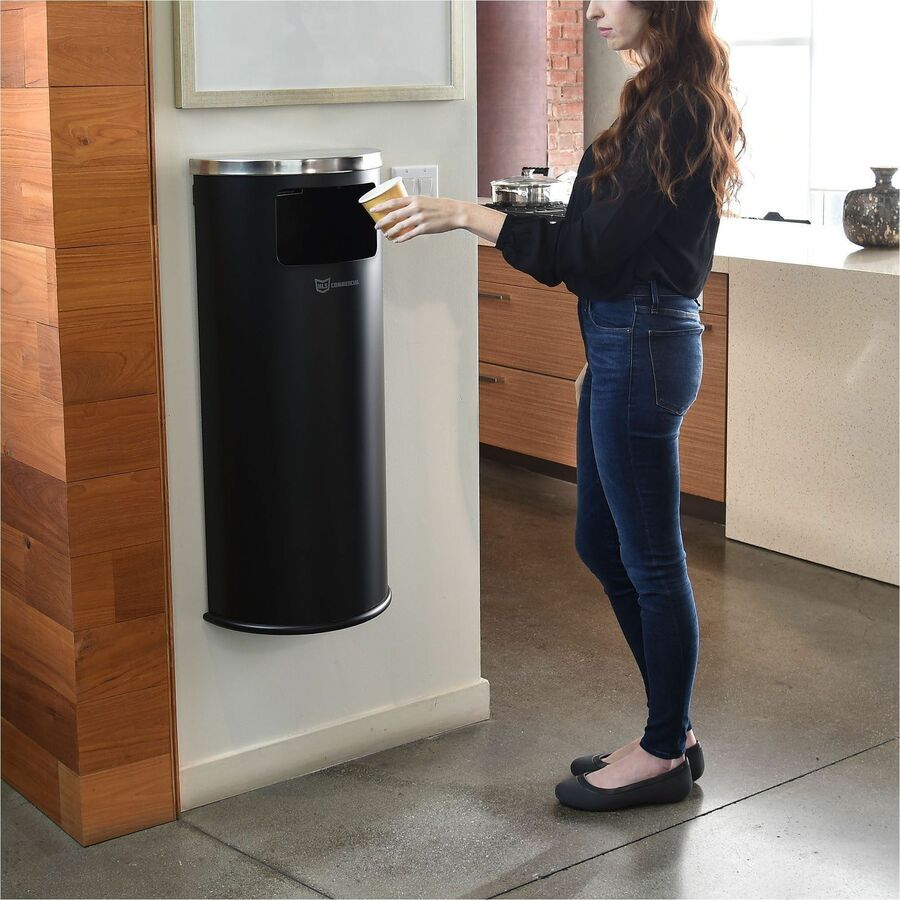 HLS Commercial 9-Gallon Half-Round Side-Entry Trash Can - 9 gal Capacity - Half-round - 1 Each