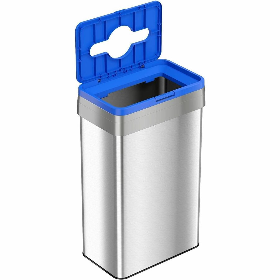 HLS Commercial Rectangular Open Top Recycle Bin/Lid - Push Button Opening - 21 gal Capacity - Rectangular - 1 Each