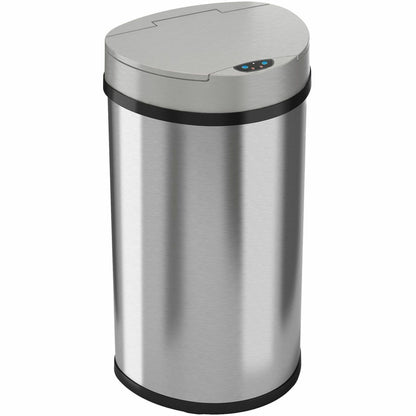 HLS Commercial 13-Gallon Semi-Round Sensor Trash Can - Hinged Lid - 13 gal Capacity - Semicircular - 10.30" Opening Diam