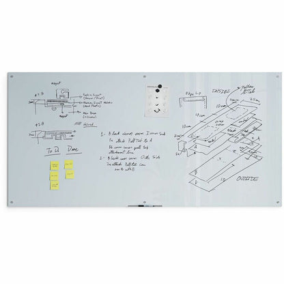 U Brands Magnetic Glass Dry-Erase Board, 96" X 47" , White Frosted Surface, Frameless - 96" (8 ft) Width x 47" (3.9 ft) 