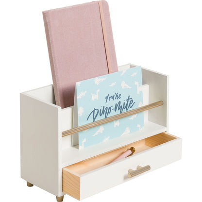 U Brands Juliet Letter Sorter - 6" Height x 3.80" Width x 9.50" Depth - Desktop - Sturdy, Durable, Pull-out Drawer - Whi